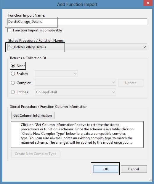 Performing Deleting in Function Import